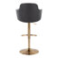 Tabouret de bar réglable avec pivot en métal doré et similicuir avec repose-pieds arrondi en T - ensemble de 2