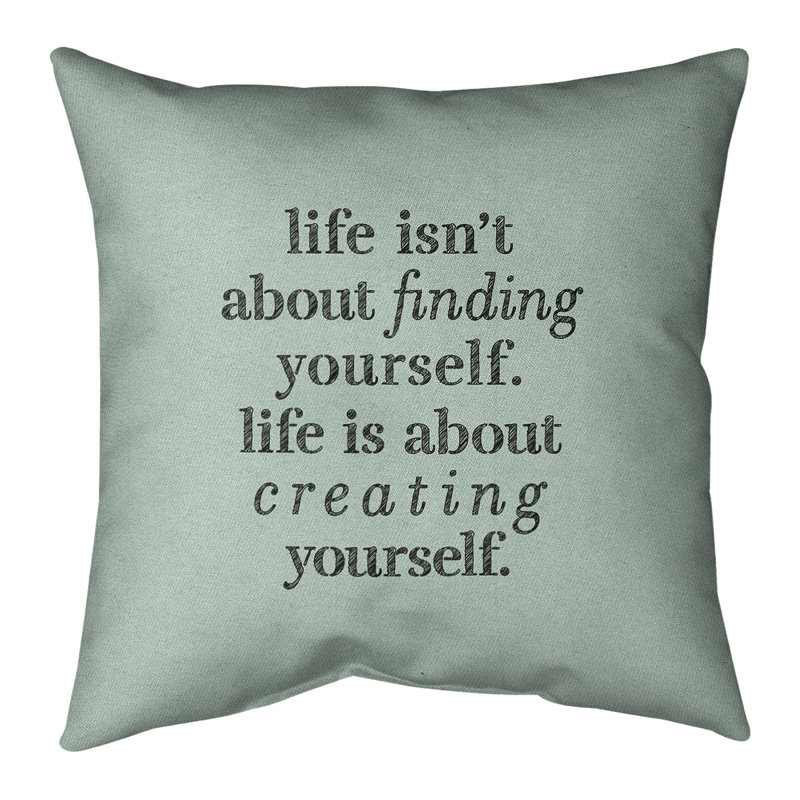 Coussin Handwritten, 16 po x 1 po, Vert / Noir, Housse de coussin seulement - sans coussin