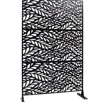 Écran d'intimité extérieur et intérieur en métal H 76 po x l 48 po, écran d'intimité décoratif autoportant pour terrasse de balcon de terrasse, panneaux de clôture d'intimité pour jardin extérieur PS110 NOIR