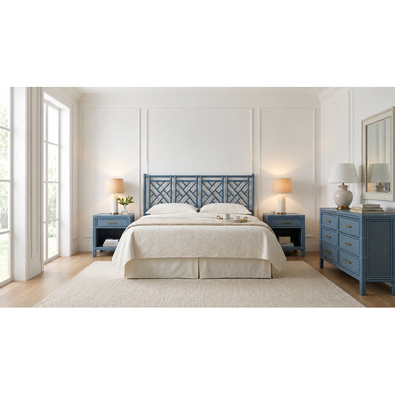 Chippendale Open-Frame Headboard, Regatta Blue, California King
