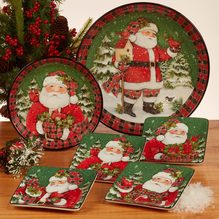 Christmas Santa Plate , Christmas Dinner Plate Set , Christmas Dishes ,  Holiday Dinnerware , Tableware , Vintage Santa Claus Plate , Dining 