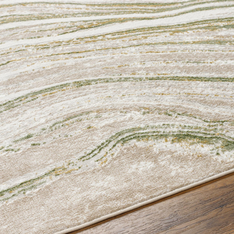 Ashvik Machine Woven Abstract Green Area Rug, Rectangle 8' x 10'