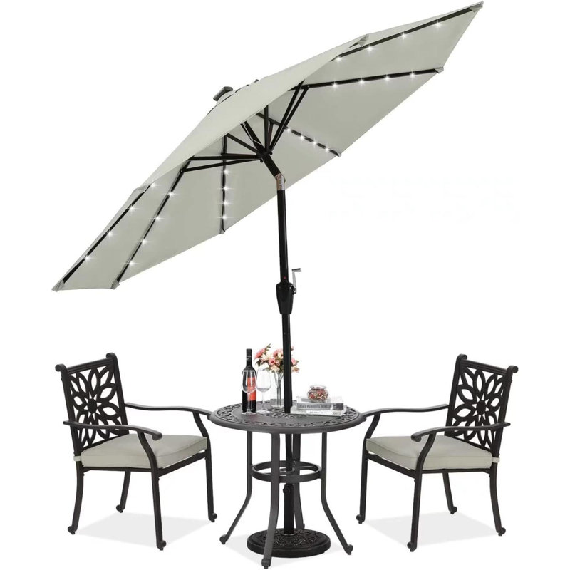 Parasol de marché éclairé avec manivelle 6 "Anicetus