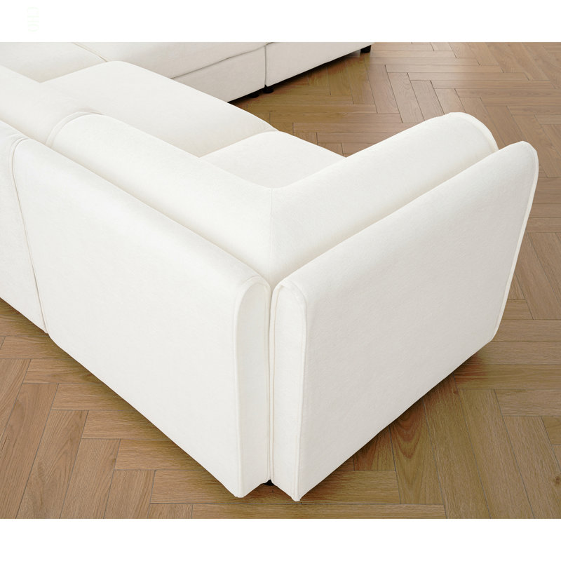 Canapé modulaire modulaire avec rangement, dossier cylindrique et accoudoirs, siège profond, confortable et durable pour le salon, canapé en L à 4 places