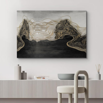 Paysage abstrait montagne dorée sur toile