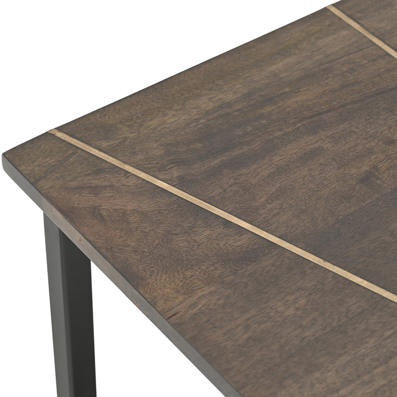 Mango Wood Side Table, Dark Brown Wood