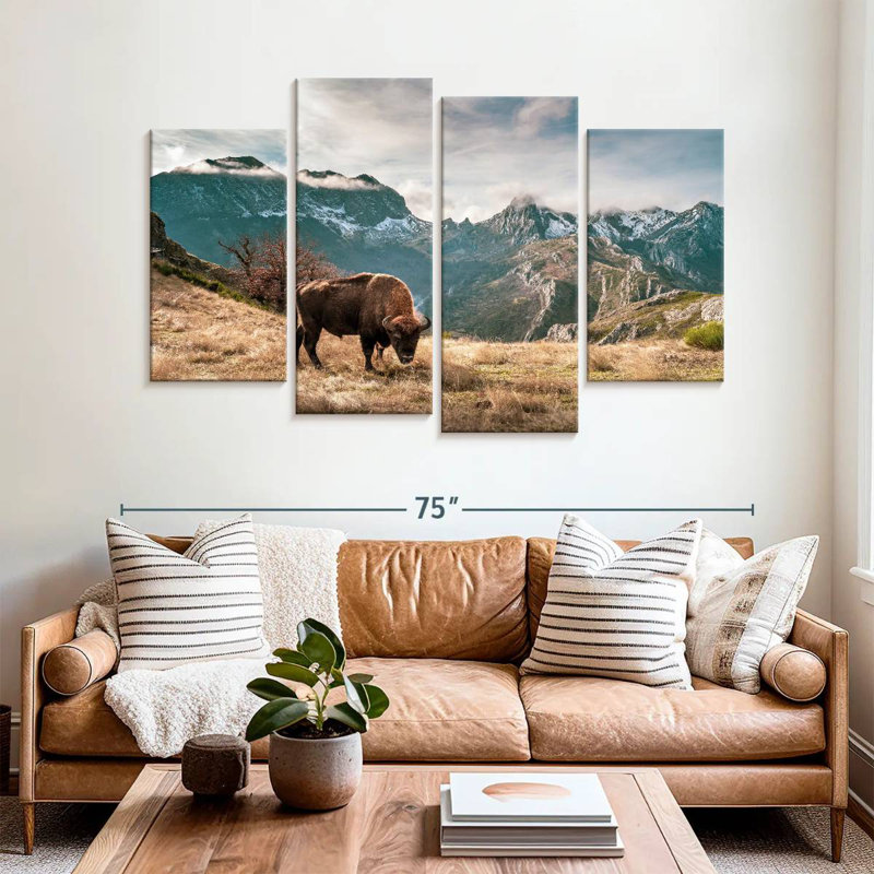 Bison By The Mountains, 42" H x 68" W