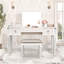 Bureau de coiffeuse en miroir avec tiroirs, ensemble de coiffeuse de chambre à coucher avec miroir et tabouret, coiffeuse rabattable pour chambre / salle de maquillage, bureau de travail pour femmes