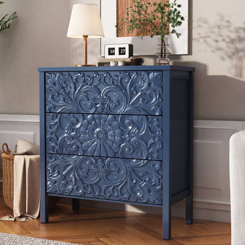 Platt Farmhouse 3-Drawer Dresser, Blue