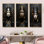 Ensemble de 3 reproductions d'art sur toile Elegance