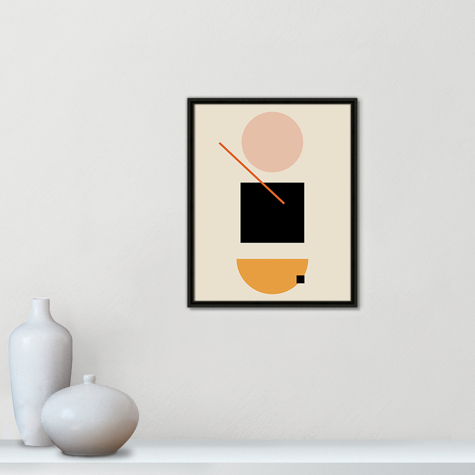 Simple Shapes Print, Espresso Framed, 21.5" H x 17.5" W x 2" D