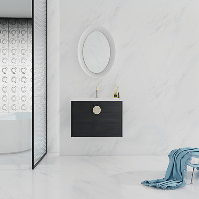 Meuble-lavabo à fermeture en douceur avec lavabo