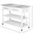 Kitchen Island with Stainless Steel Top, Open Shelves, and Drawers