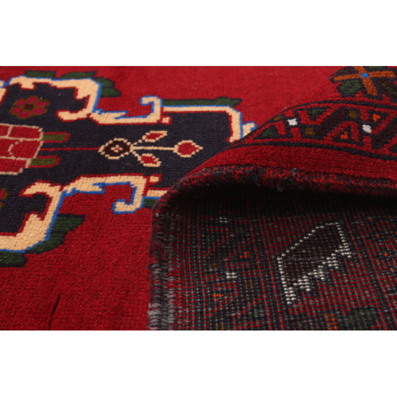 One-of-a-Kind 3'3" X 6'11" 1980s Runner Wool Area Rug in Red