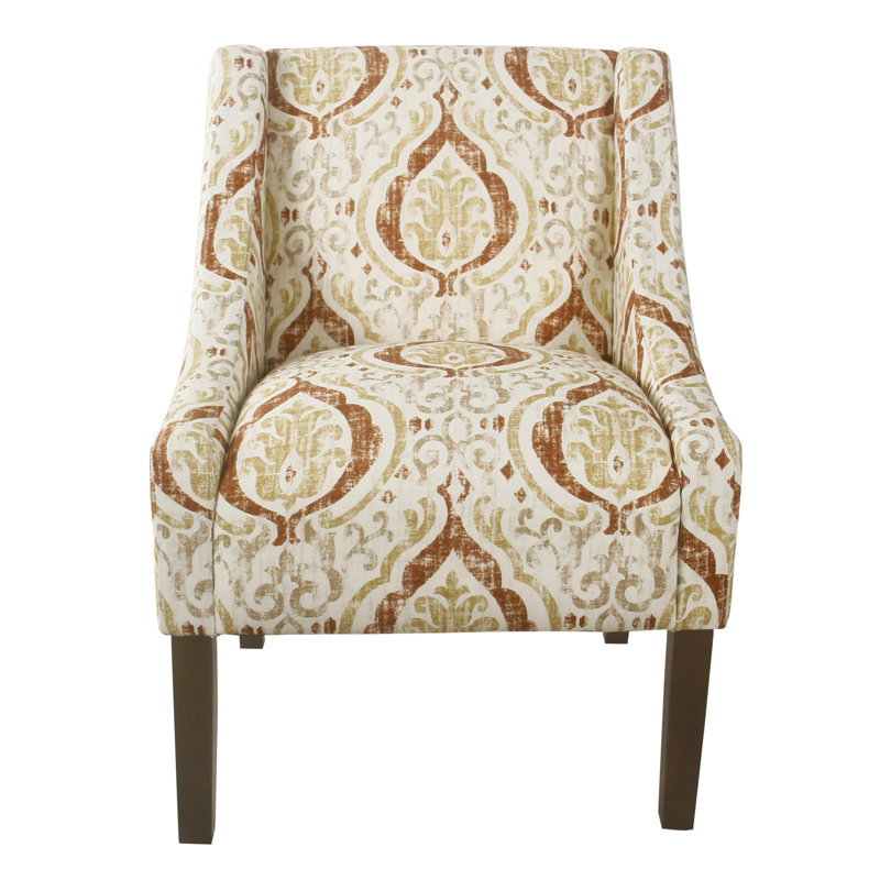 Damiansville Upholstered Side Chair, Burnt Orange Medallion Floral, Dark Walnut