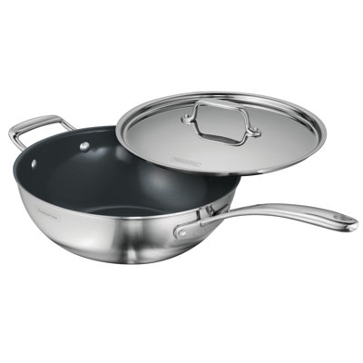 Tramontina Utsava Tri-Ply Clad 3.75 Qt Covered Wok with Ceramic Interior – Induction-Ready