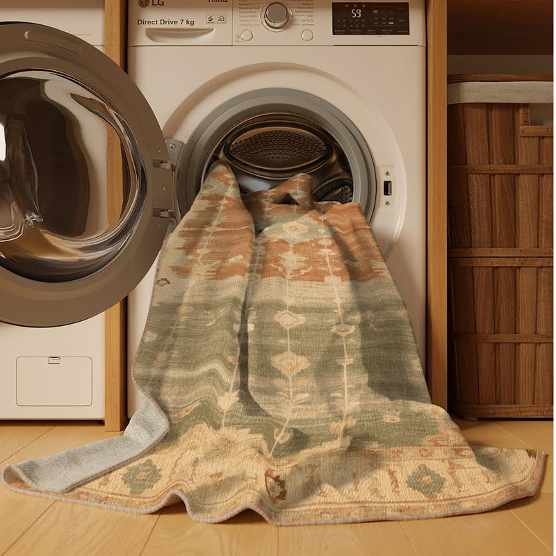 Tapis brun lavable à la machine, Carré 8 pi