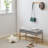 Upholstered Shoe Storage Bench With Cushioned Seat, End Of Bed Bench With Open Shelf And Metal Legs For Entryway-1607292842