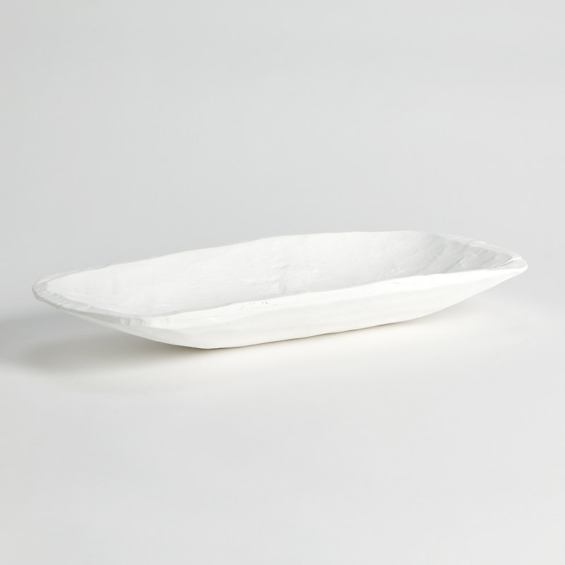 Elegance in Matte White: Faux Timber Rectangular Centerpiece Bowl