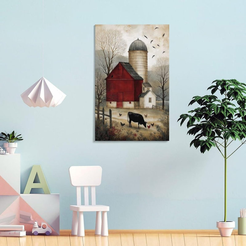 Art mural en toile rouge sans cadre 24 po x 36 po