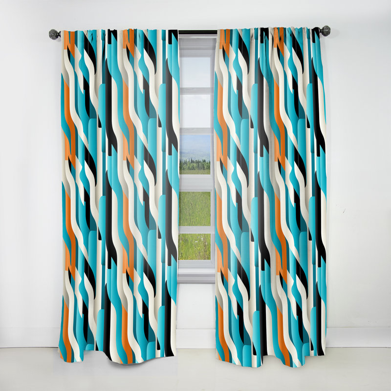 Rideau obscurcissant rayé bleu et blanc, L 52 po x L 95 po