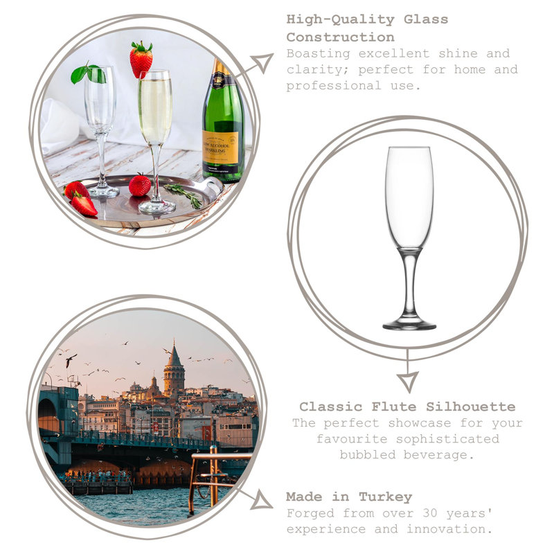 LAV Empire Glass Champagne Flutes, 220