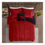Ensemble d'édredon pour grand lit douillet douillet en sherpa - literie chaude réversible avec rembourrage hypoallergénique, rouge noir-122655313