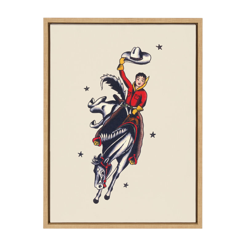 «Vintage Cowgirl» par Corinna Buchholz of Piddix, reproduction d'art sur toile encadrée, Naturel