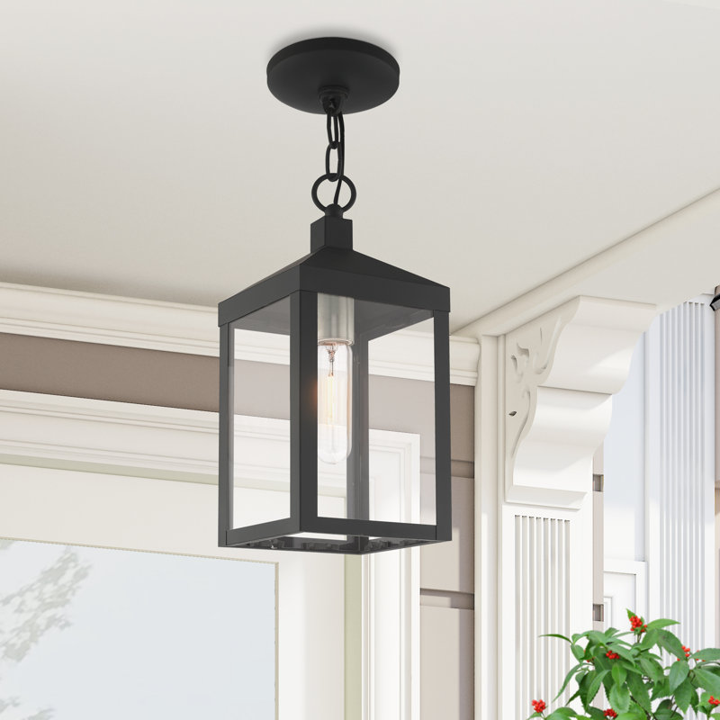 Lanterne suspendue d'extérieur à 1 lumière H 14,5 po Inniss, Gris scandinave