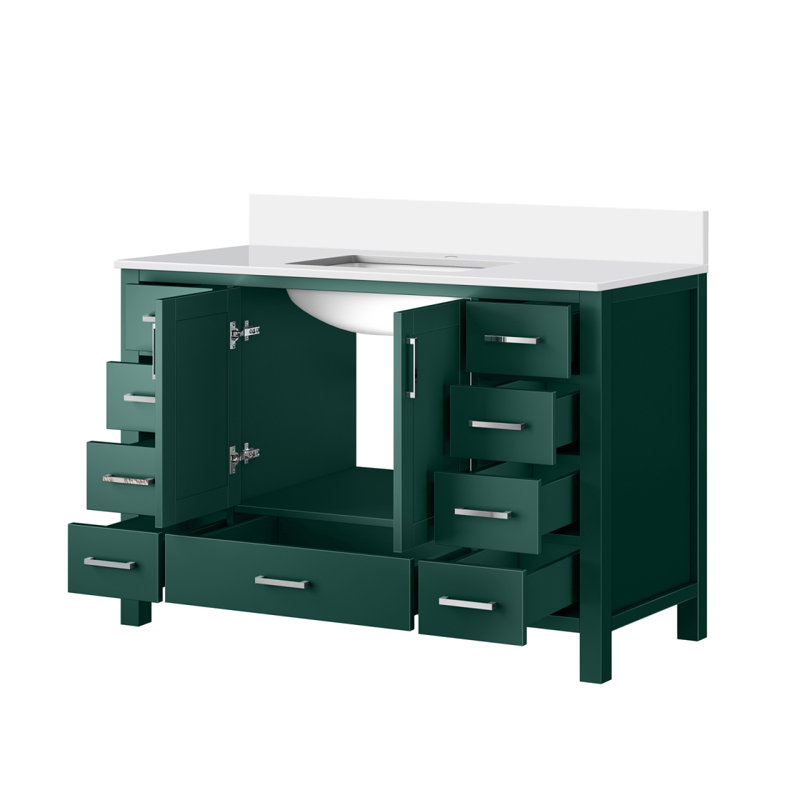 Green Bath Vanity 48 In. W X 22 In. D, With Cultured Marble Top, Green