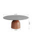 Table basse ronde Meranda avec piédestal en bois massif noyer-74822442-192860313-195381708