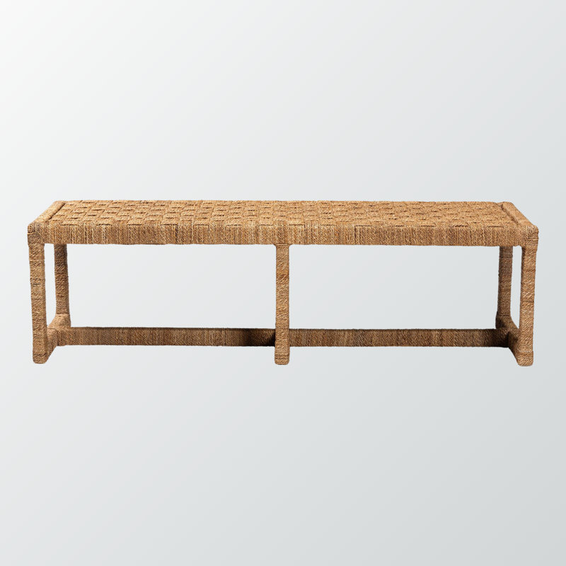 Banc d'appoint en bois d'acajou et d'herbes de mer brun Katashi, H 16,72 po x l 58,98 po x P 17,43 po