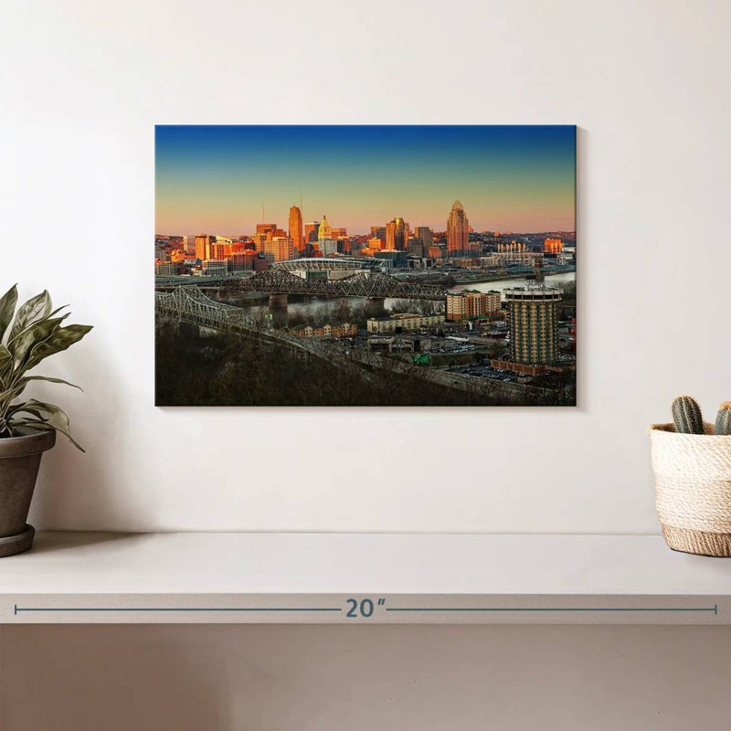 Hannes Cincinnati Sunset Skyline, 8" H x 12" W