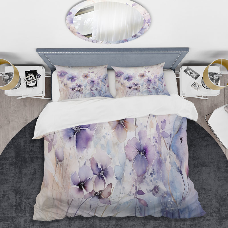 Ensemble de housse de couette Purple Mystical Blooms III - Abstract Botanicals