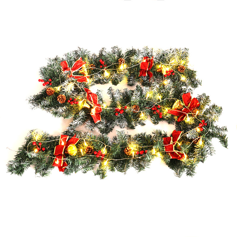 270cm Lighted Faux Garland with Lights, Green/Red