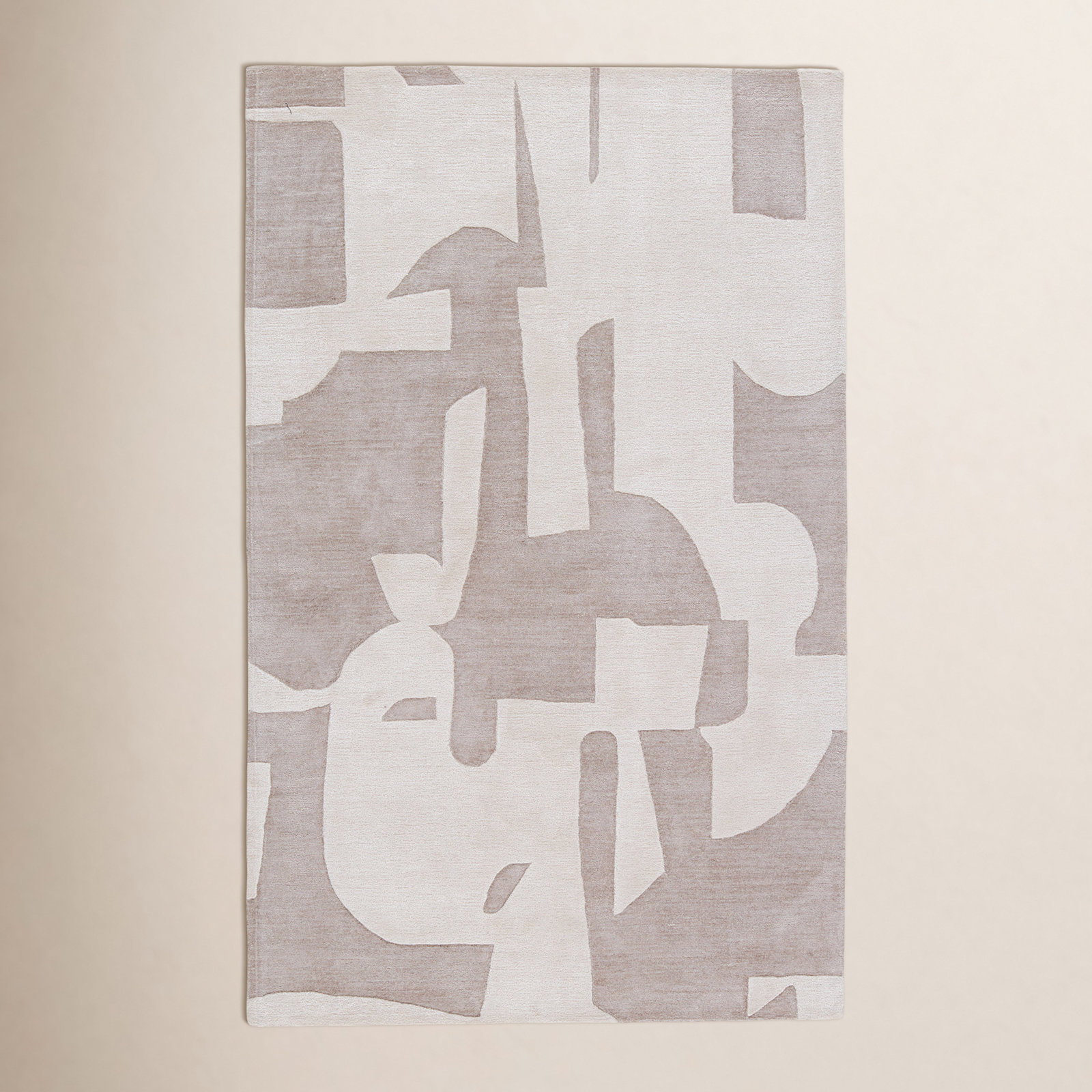 Handmade Abstract Taupe/ Cream Area Rug, Rectangle 5' x 8'