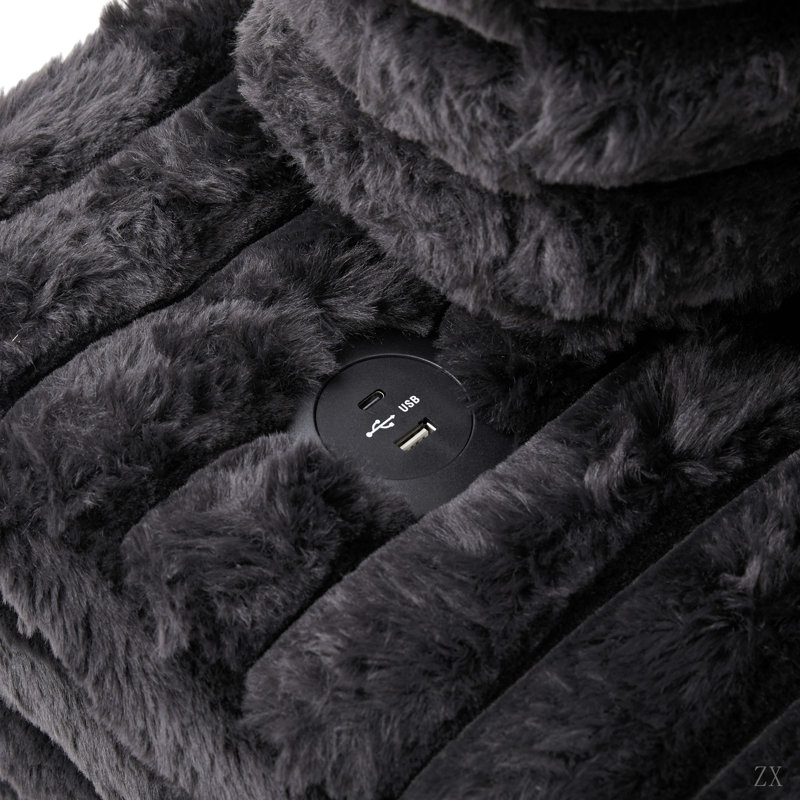 Très grand canapé-lit double de 82 po avec deux coussins, ports USB et porte-gobelets pour le salon, Noir, Noir