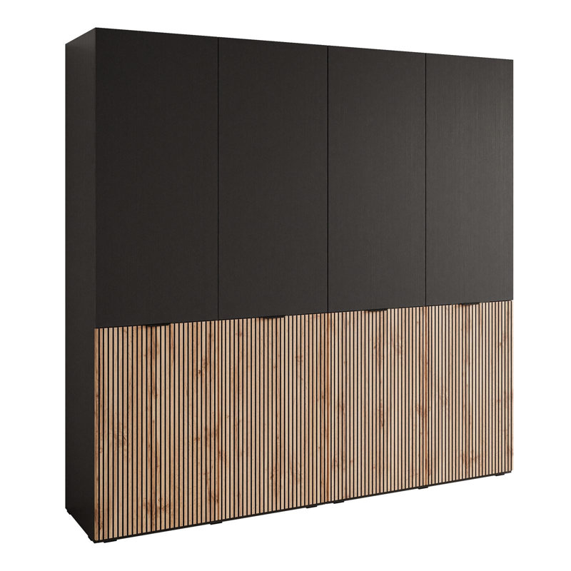 Manufactured Wood Wardrobe, Black Graphite/Wotan Oak