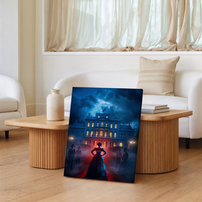 Canvas A Dramatic Scene Set At Twilight Showcasing A Grand Illuminated Wall Art Mansion In The Background Surrounded By Dark Moody Canvas Wall Art