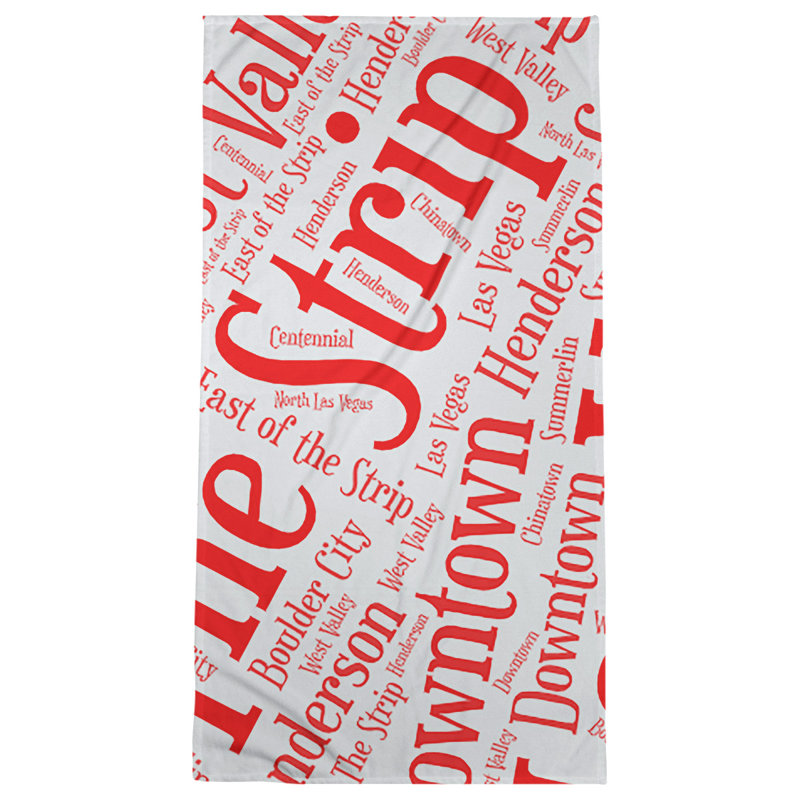 Bath Towel, Red, Microfiber, Las Vegas