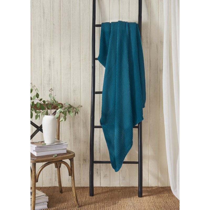 Paydon Knitted Throw Blanket, Teal