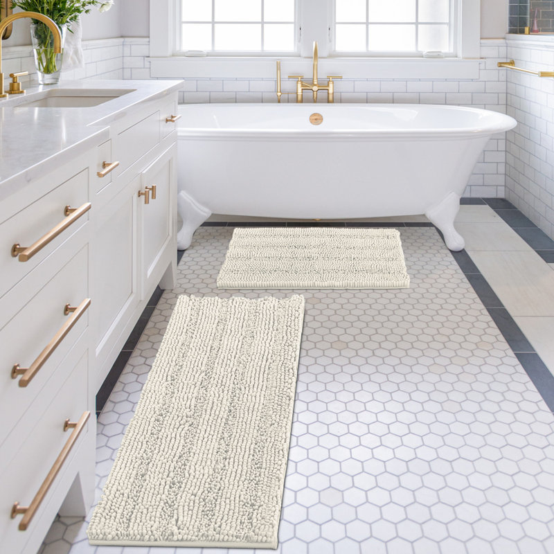 Ensemble de 2 tapis de bain Ruhl, Ivoire