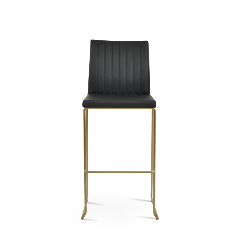 Tabouret de bar et de comptoir empilable Zeyno, Tabouret de bar (siège d'une hauteur de 29 po), Noir, Laine argentée