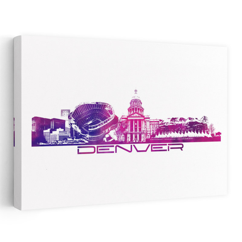 Vibrant Denver Skyline Vibrant Abstract Contemporary Architecture City Wall Art Print 1 Piece Wrapped Canvas Wall Art