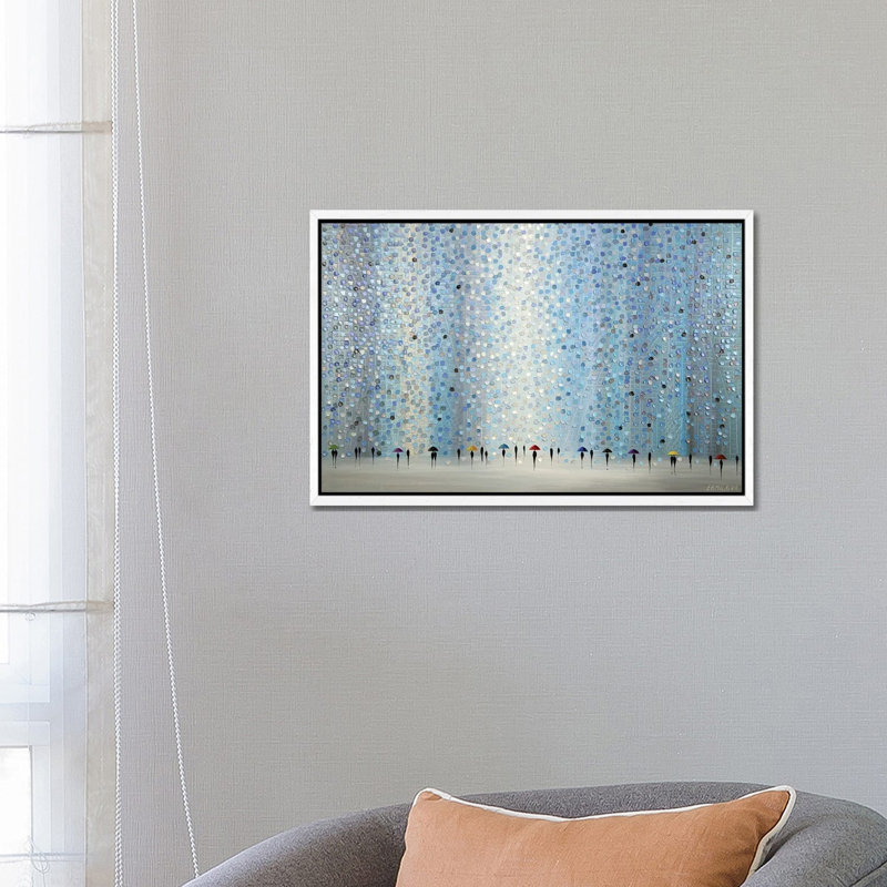 Little Umbrellas by Ekaterina Ermilkina - Painting on Canvas, 66.04 cm H x 45.72 cm W, White Framed