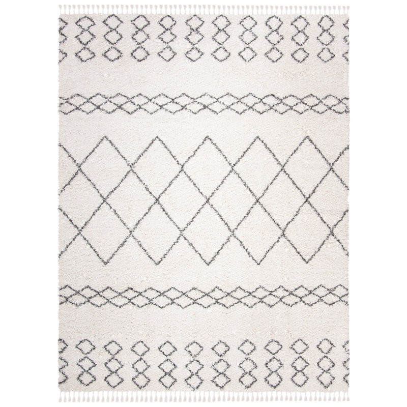 ImraanMoroccan Fringe Shag Performance Geometric Rug, Rectangle 10' x 14'