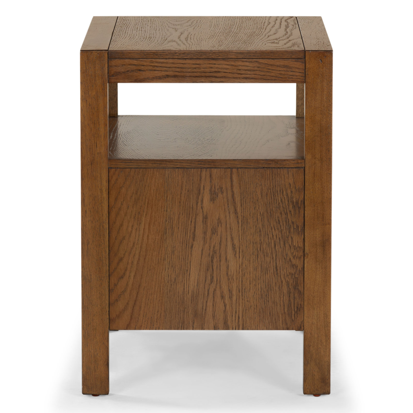 Dorchester 2 Drawer Reeded Nightstand, Medium Oak