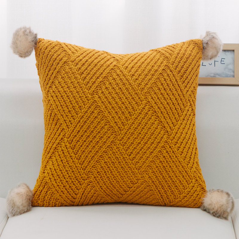Housse de coussin carrée/insert, Mélange de duvet, Jaune