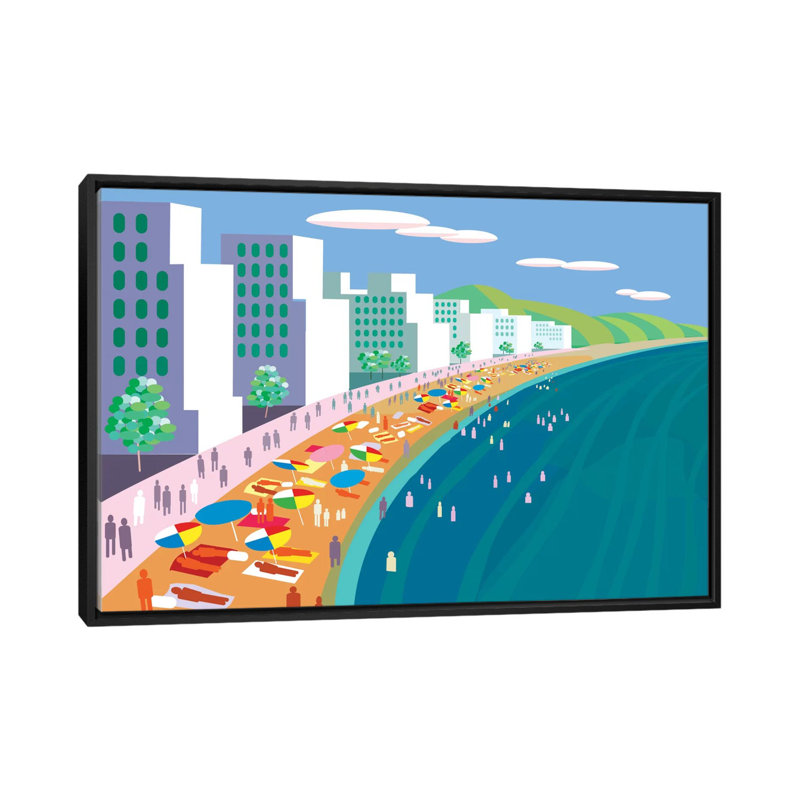 «Malecon», impression sur toile, H 18 po x l 26 po x P 1,5 po, Toile avec cadre noir, Pas de tapis