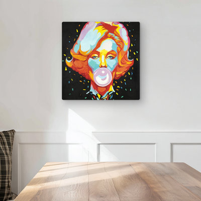 Colorful Marilyne Monroe Bubblegum Metal Print | Home Decor